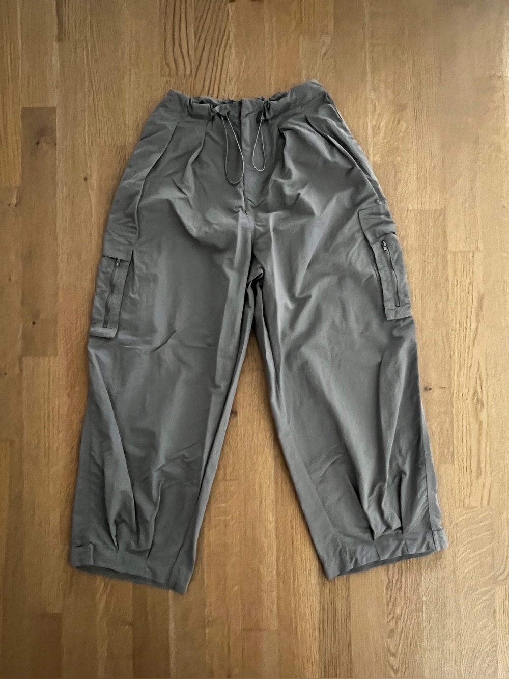 Zara Blue-Grey Nylon Cargo Parachute Pants - Size XS